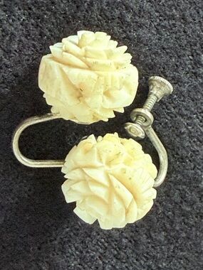 Floral and silver screw back earrings